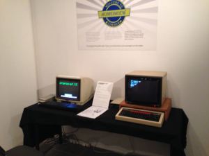 The Sinclair QL and BBC Micro doing public duty in the "Geek is Good" exhibition. (Sorry for the camera shake.)